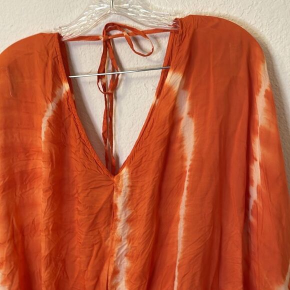 ELAN Orange tie dye shorts romper/coverup | size L - Picture 3 of 6